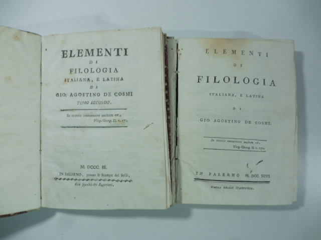 Elementi di filologia italiana e latina di Gio: Agostino De Cosmi